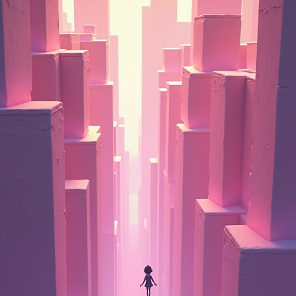 Monument Valley 3 gameplay showing stunning isometric impossible architecture with a small character navigating through geometric structures bathed in pastel colors and dramatic lighting, featuring the game's signature optical illusion puzzles