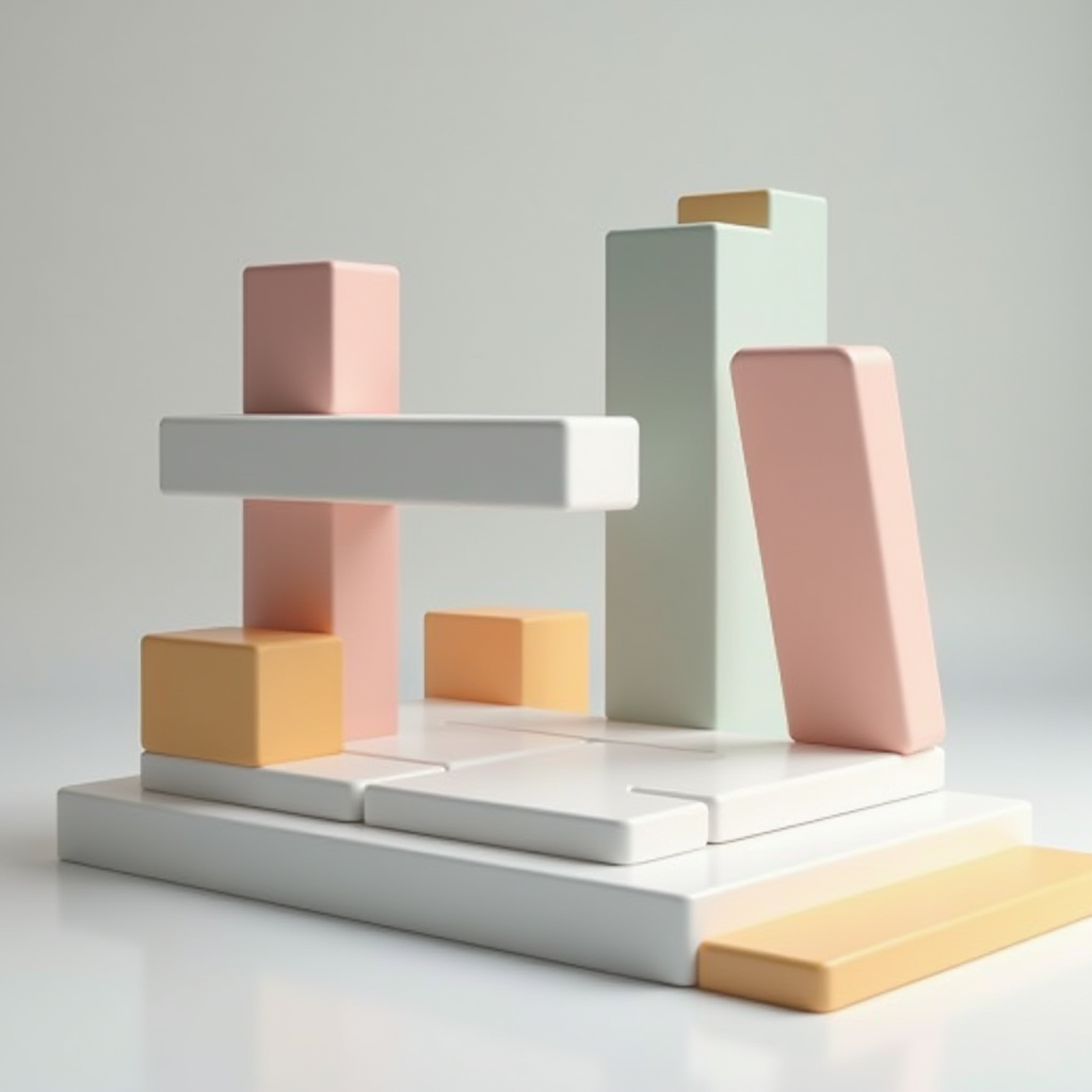 A clean, minimalist puzzle game interface featuring geometric shapes, simple lines, and a monochromatic color scheme with occasional bright accent colors, demonstrating elegant puzzle design with clear visual hierarchy and intuitive mechanics