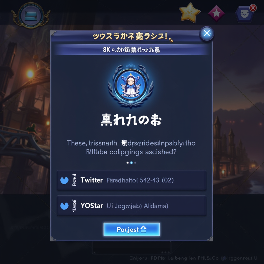 Azur Lane game interface showing the account binding menu with options for Twitter, Facebook, and Yostar account linking