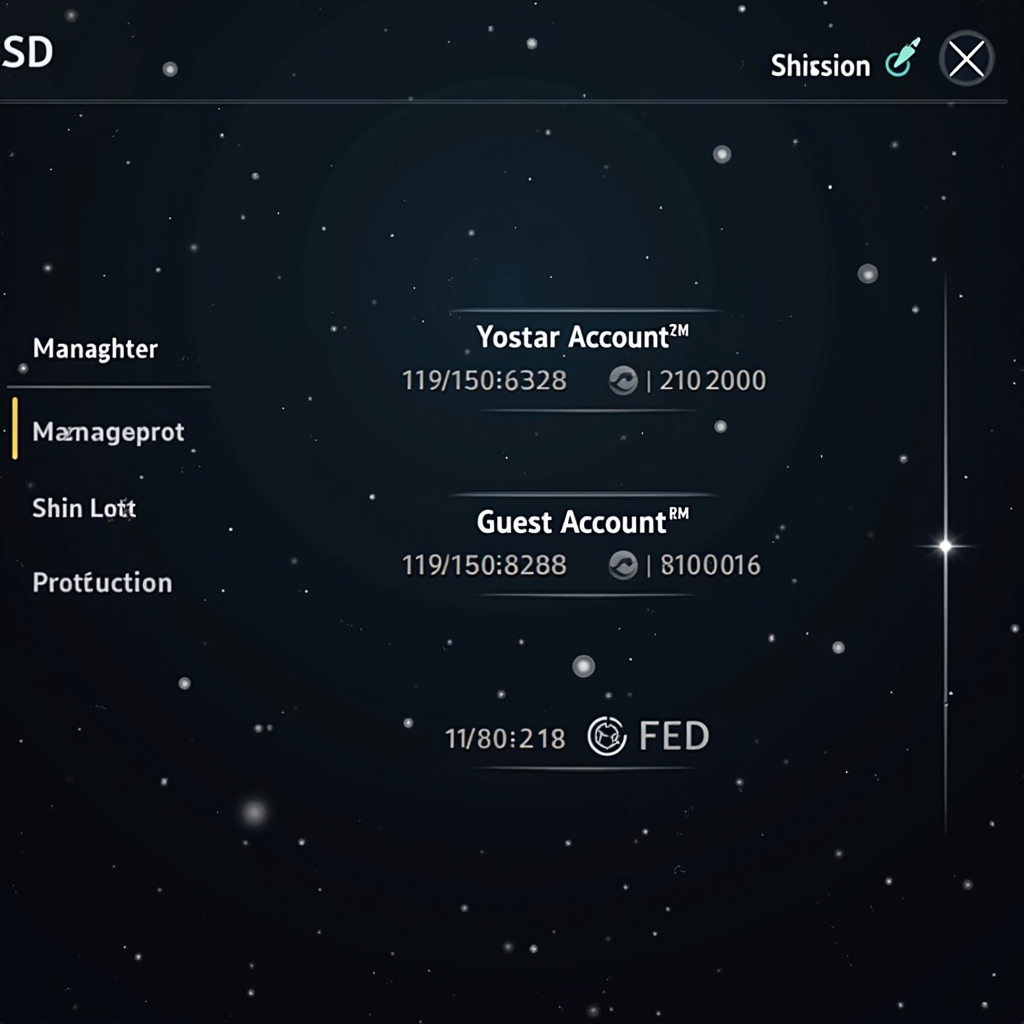 Arknights game screen displaying the account management interface with Yostar account binding and guest account conversion options